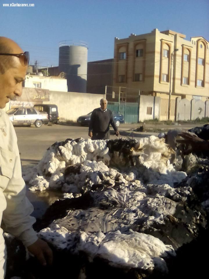 بالصور| حريق يلتهب مصنع غزل ونسيج بالمنطقة الصناعية ببلطيم وإصابة عامل