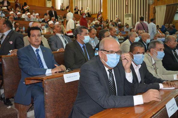 وزير التضامن الاجتماعي ومحافظ أسيوط ورئيس جامعة الأزهر في فعاليات اليوم الثقافي لتعيزيز قيم المواطنة والانتماء للوطن بفرع جامعة الأزهر بأسيوط