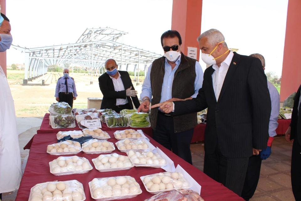 وزير التعليم العالي ورئيس جامعة بنها يتفقدان المزارع الإنتاجية بمشتهر