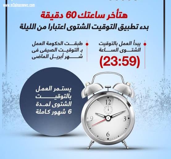 ليلة الجمعه تأخير الساعه 60 دقيقه ... بداية التوقيت الشتوى