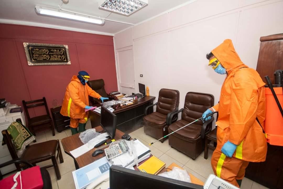 الهلال الأحمر المصري يقوم بتطهير وتعقيم ديوان عام وزارة التضامن الاجتماعي