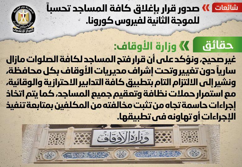 صدور قرار بإغلاق كافة المساجد تحسباً للموجة الثانية لفيروس كورونا 