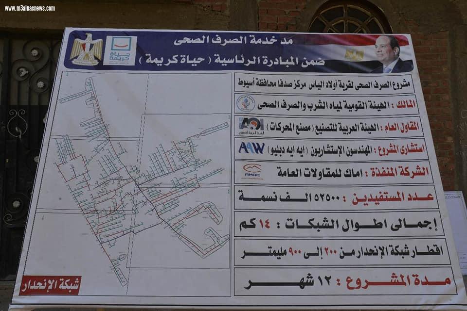 محافظ أسيوط يتفقد أعمال تنفيذ مشروع الصرف الصحي لقرية أولاد الياس بمركز صدفا بتكلفة 80 مليون جنيه ضمن مشروعات 