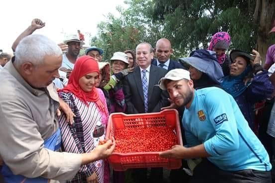 محافظ كفرالشيخ يشارك مزارعى قلين فرحتهم بجنى الفلفل الأحمر... والفلاحين: تعالى شوف خير بلدنا