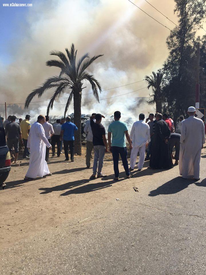 اشتعال النيران بمركز تجميع قش الأرز فى بيلا والحماية المدنية تسيطر على الحريق بعد 4 ساعات
