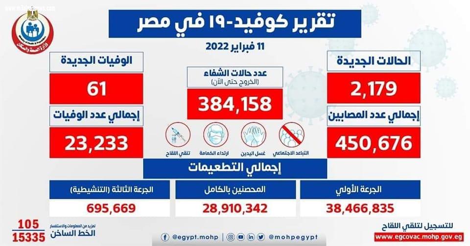 الصحة: ارتفاع حالات الشفاء من مصابي فيروس كورونا إلى 384158 وخروجهم من المستشفيات