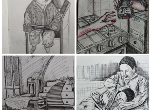 إلزم بيتك .. ارسم نفسك وارسم بيتك.. شعار طلاب التربية الفنية بجامعة حلوان